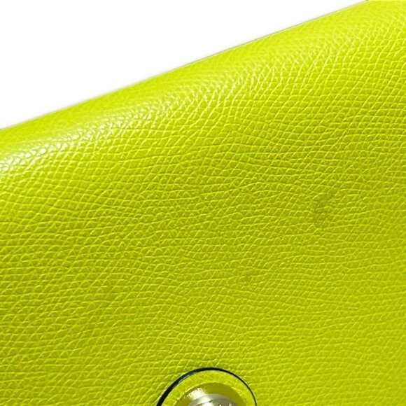 Auth FURLA - Yellow Green Leather Long Wallet - Picture 5 of 8